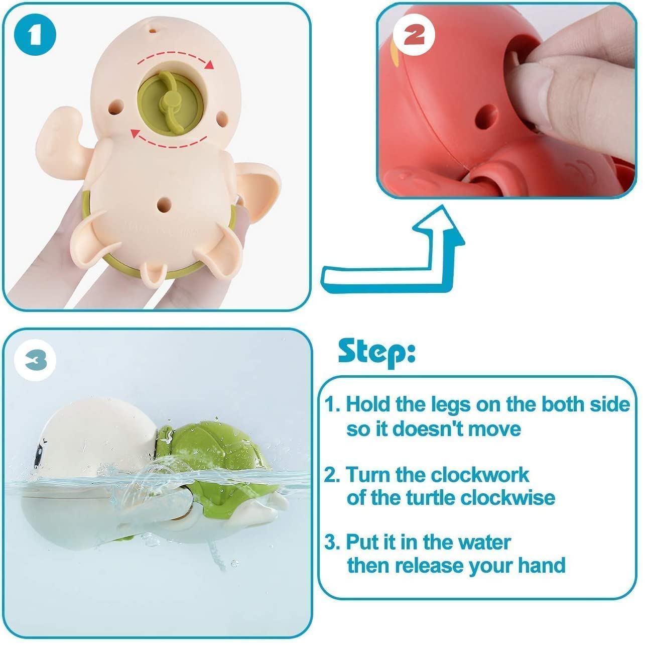 Wind-Up Bath Toys for Babies β Set of 3 Floating Swimming Toys (Turtle, Duck & Penguin) β Fun Water Toys for Toddlers 1+ in Bathtub & Pool