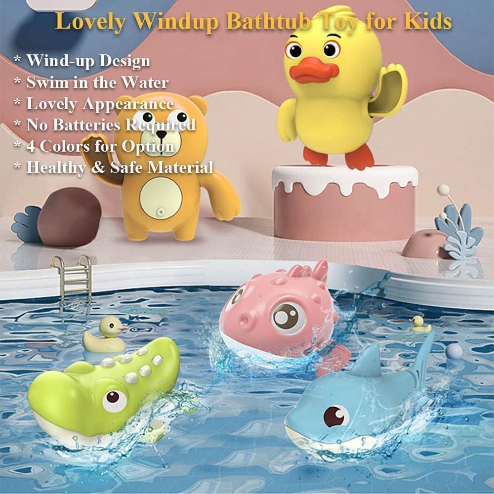 Wind-Up Bath Toys for Babies β Set of 3 Floating Swimming Toys (Turtle, Duck & Penguin) β Fun Water Toys for Toddlers 1+ in Bathtub & Pool