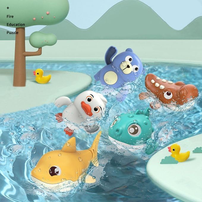 Wind-Up Bath Toys for Babies β Set of 3 Floating Swimming Toys (Turtle, Duck & Penguin) β Fun Water Toys for Toddlers 1+ in Bathtub & Pool