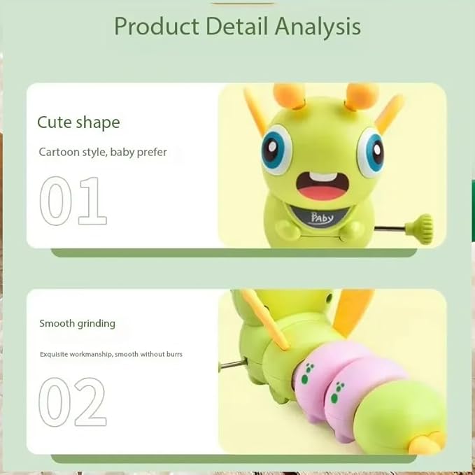 Zunbella Wind-Up Caterpillar Toy for Babies β Cute Insect Toy with Moving Legs & Wings β Non-Toxic Early Learning Toy for Kids 1+ Year