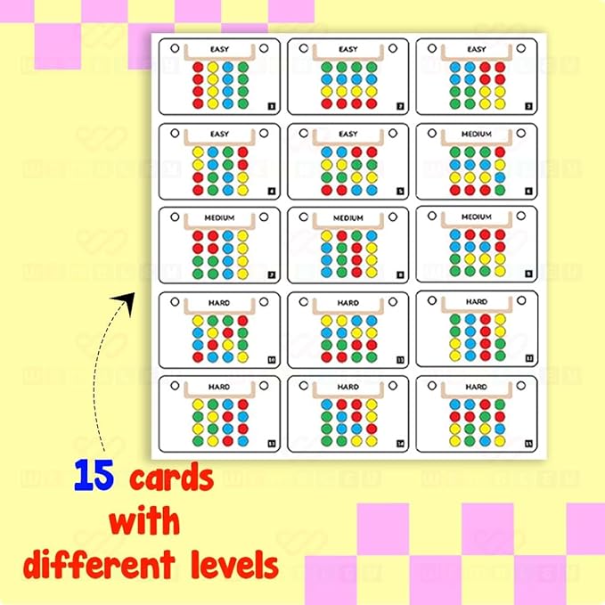 Zunbella Wooden Color Matching Puzzle for Kids – Montessori Logic Game with Sliding Pegs & Pattern Cards