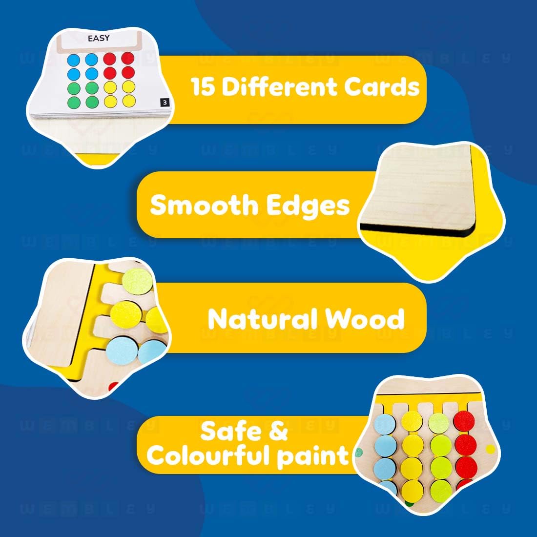 Zunbella Wooden Color Matching Puzzle for Kids – Montessori Logic Game with Sliding Pegs & Pattern Cards