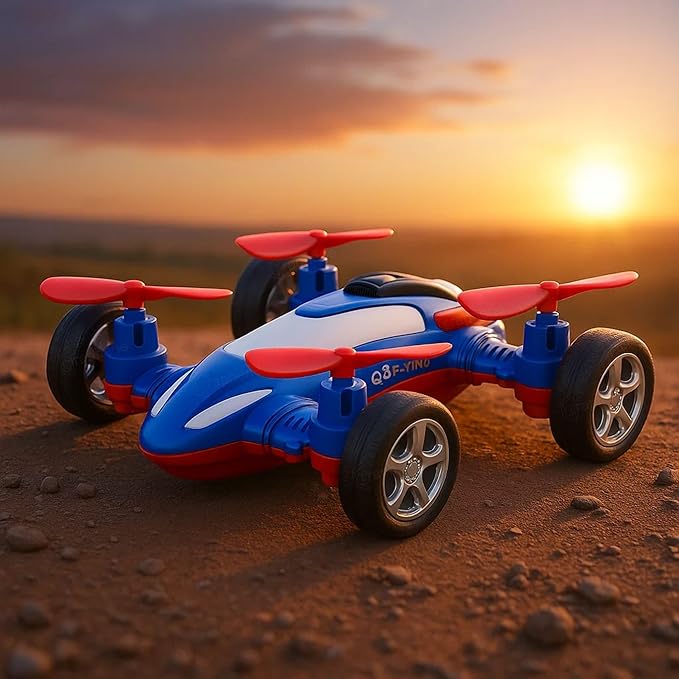 Zunbella 2-in-1 Flying Style Racer Toy โ Pull Back Car with Propeller Wings โ Action Toy for Kids 3+