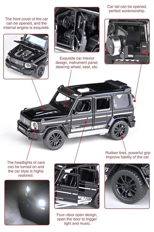Brabus 700 Mercedes-Benz AMG G63 Benz Model Car Gwagon 1:32 Exclusive Alloy Metal Pull Back Die-cast Car Diecast Metal Pullback Toy car with Openable Doors & Light Music