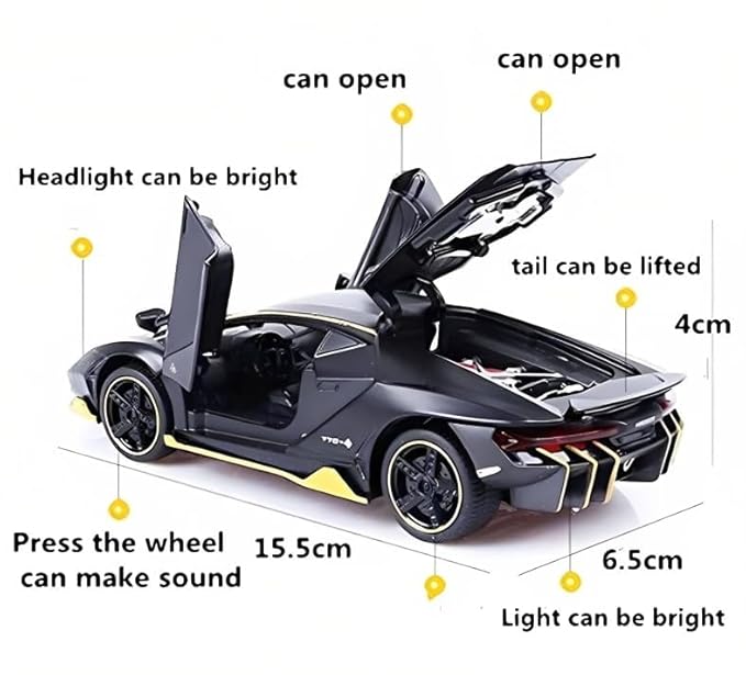 Lamborghini Car Toy Die-cast Metal Car Model Car Pull Back car Super car with Openable Doors with Sound and Light for Birthdays Gift Party Decorations Great for Kids Boys Girls 1:32 Scale