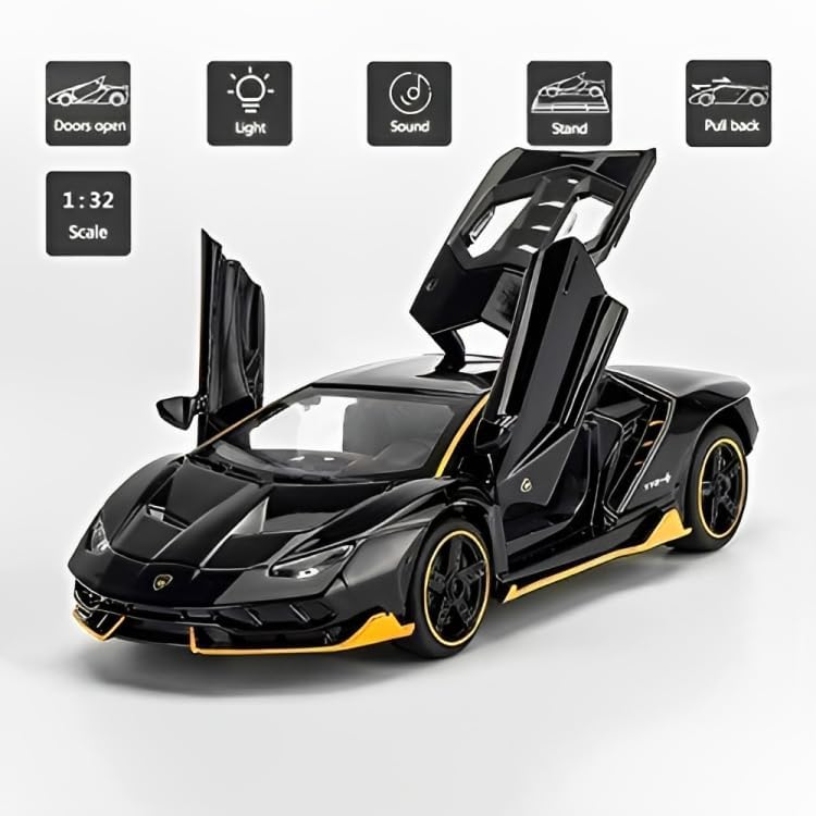 Lamborghini Car Toy Die-cast Metal Car Model Car Pull Back car Super car with Openable Doors with Sound and Light for Birthdays Gift Party Decorations Great for Kids Boys Girls 1:32 Scale