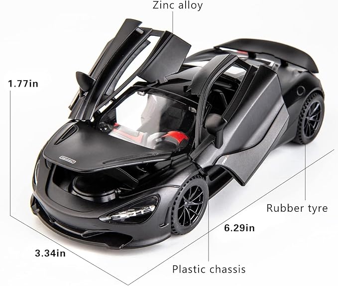 McLaren 720s Model Car Sports Car 1:32 Exclusive Alloy Metal Pull Back Die-cast Diecast Metal Pullback Toy car with Openable Doors & Light Music Gifts Toys for Kids