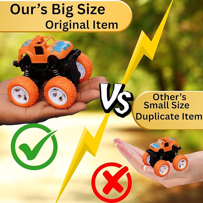 Zunbella Monster Truck Toy Duo – Friction Powered Flip Cars for Toddlers – Stunt Vehicle Twin Pack
