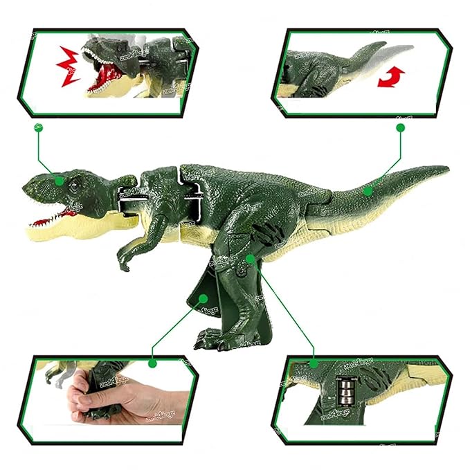 Dinosaur Toy Trigger T-Rex Innovative Telescoping & Swinging Features Realistic Design with Engaging Sound Effects & Lights - Multi Color