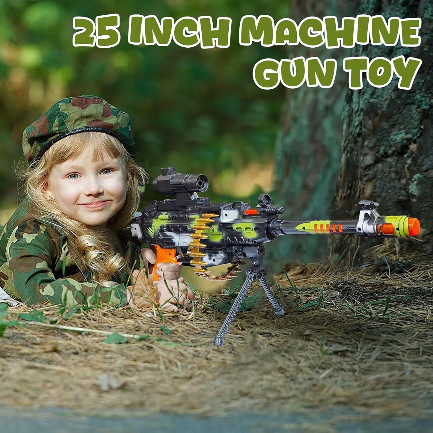 Zunbella PUBG Style Toy Gun for Kids โ Battery-Operated with Lights, Music & Vibrating Effects โ Big Combat Machine Toy for 3+ Years