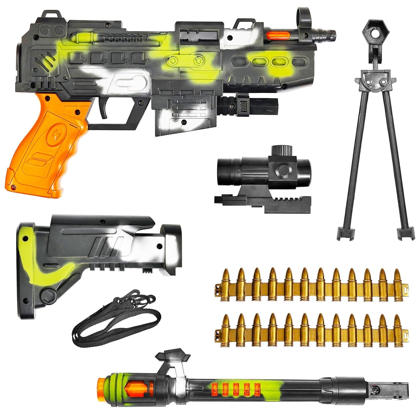 Zunbella PUBG Style Toy Gun for Kids โ Battery-Operated with Lights, Music & Vibrating Effects โ Big Combat Machine Toy for 3+ Years