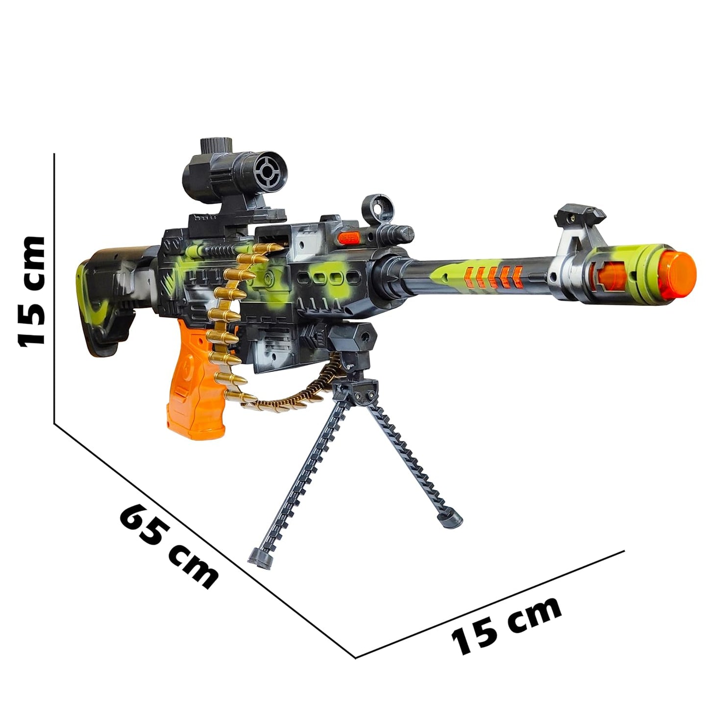 Zunbella PUBG Style Toy Gun for Kids โ Battery-Operated with Lights, Music & Vibrating Effects โ Big Combat Machine Toy for 3+ Years