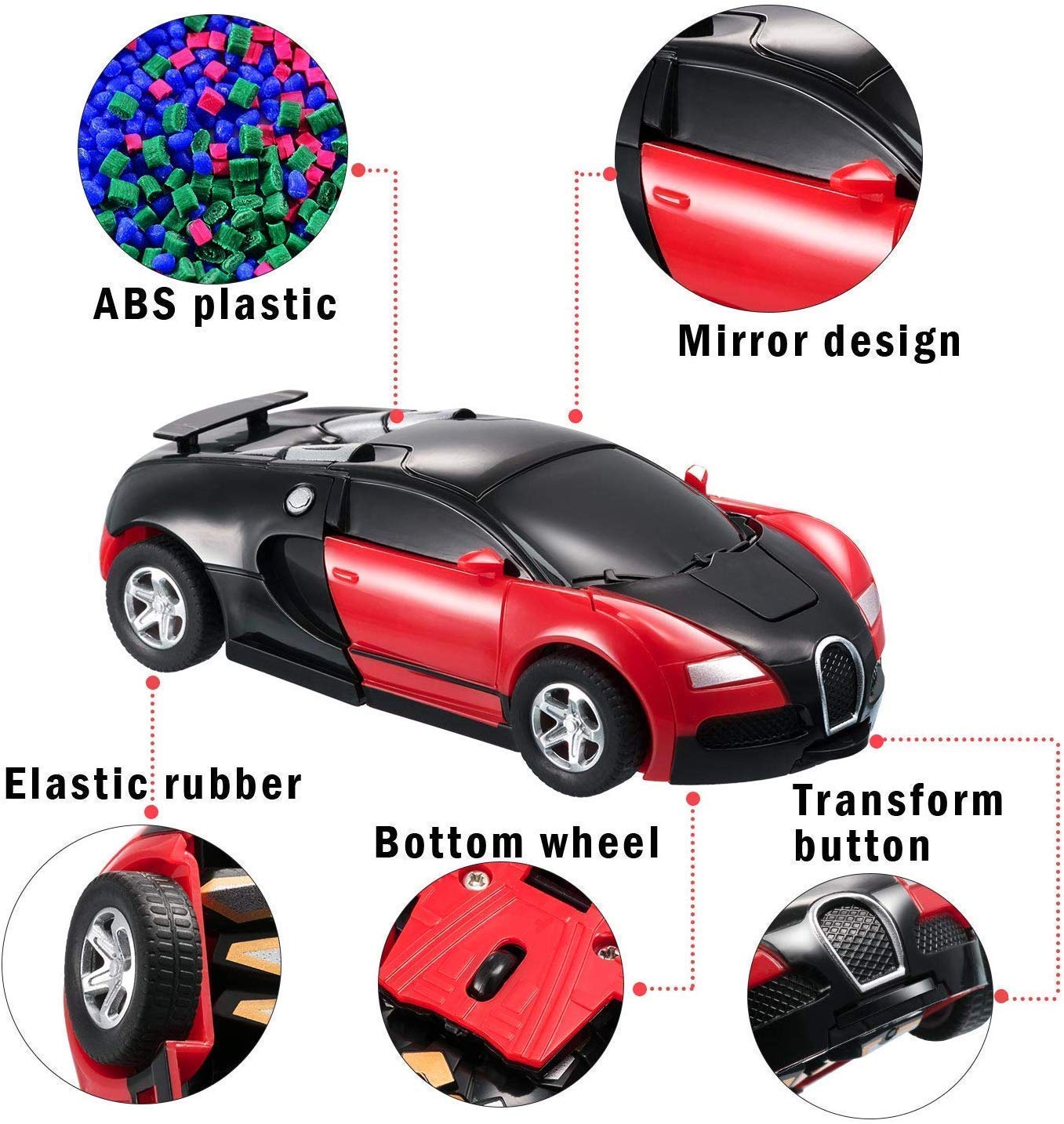 Battery Operated Converting Car to Robot, Robot to Car Automatically,Robot Toy, with Light and Sound for Kids Indoor and Outdoor 3 Year