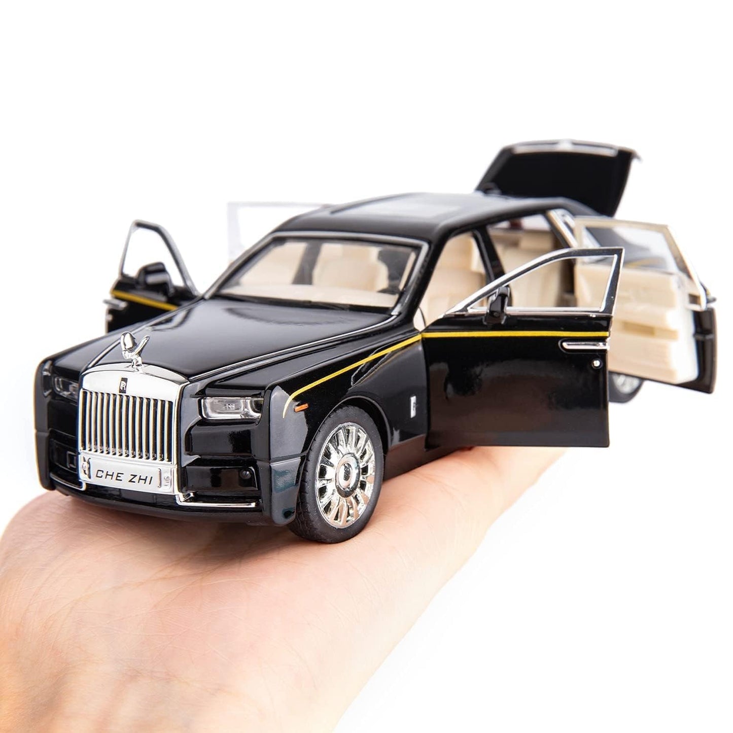 Rolls Royce Phantom Model Car 1:32 Scale Exclusive Alloy Metal Pull Back Die-cast Car Toy with Openable Doors & Light Music Boys Toys for Kids (Phantom 1:32)