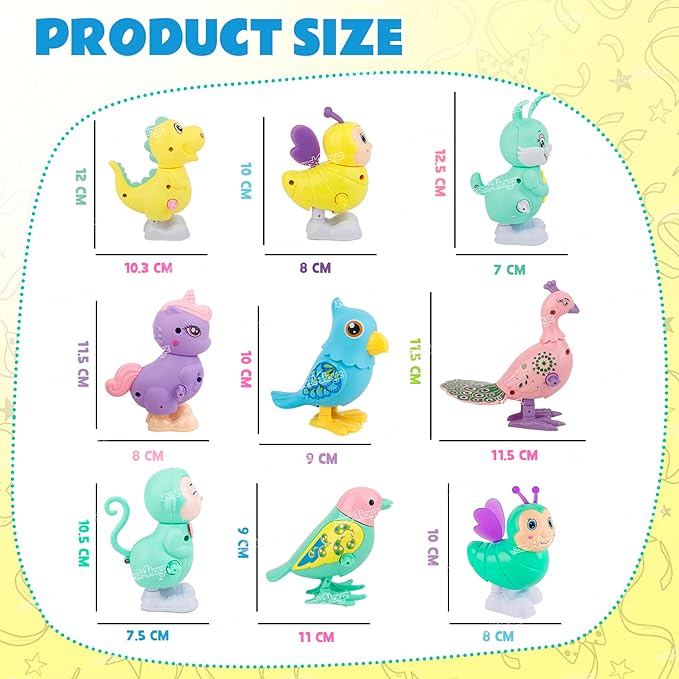 Wind-Up Animal Toys for Kids – Set of 3 Cute Bird, Bee & Chick Figures – Early Learning Baby Toys with Movable Parts
