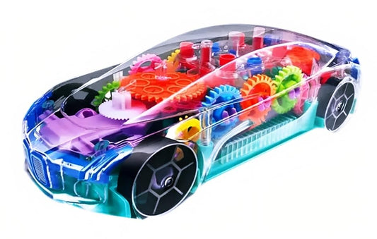 3D Transparent Mechanical Car Toy for Kids with Gear Technology 3D Light Musical Sound & 360 Degree Rotation (Gear Car)