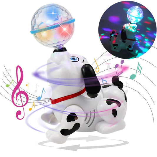Zunbella Rotating Disco Dog Toy – Light & Music Spinning Puppy