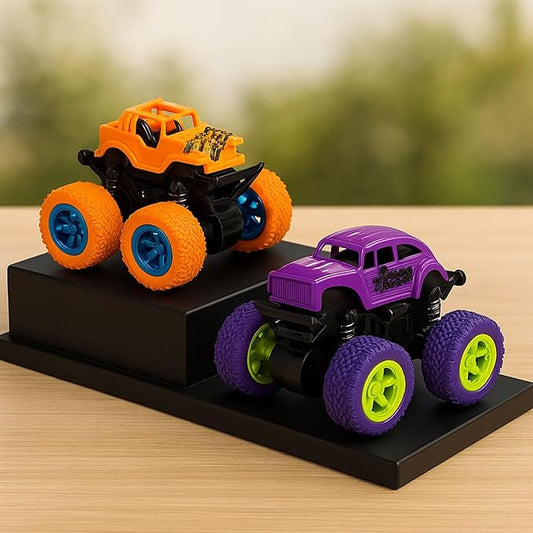 Zunbella Monster Truck Toy Duo – Friction Powered Flip Cars for Toddlers – Stunt Vehicle Twin Pack