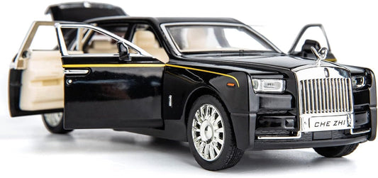 Rolls Royce Phantom Model Car 1:32 Scale Exclusive Alloy Metal Pull Back Die-cast Car Toy with Openable Doors & Light Music Boys Toys for Kids (Phantom 1:32)