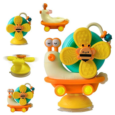 Zunbella Spinning Snail Baby Toy – Suction Cup Fidget Spinner with Bee Design – Sensory Toy for 6M+