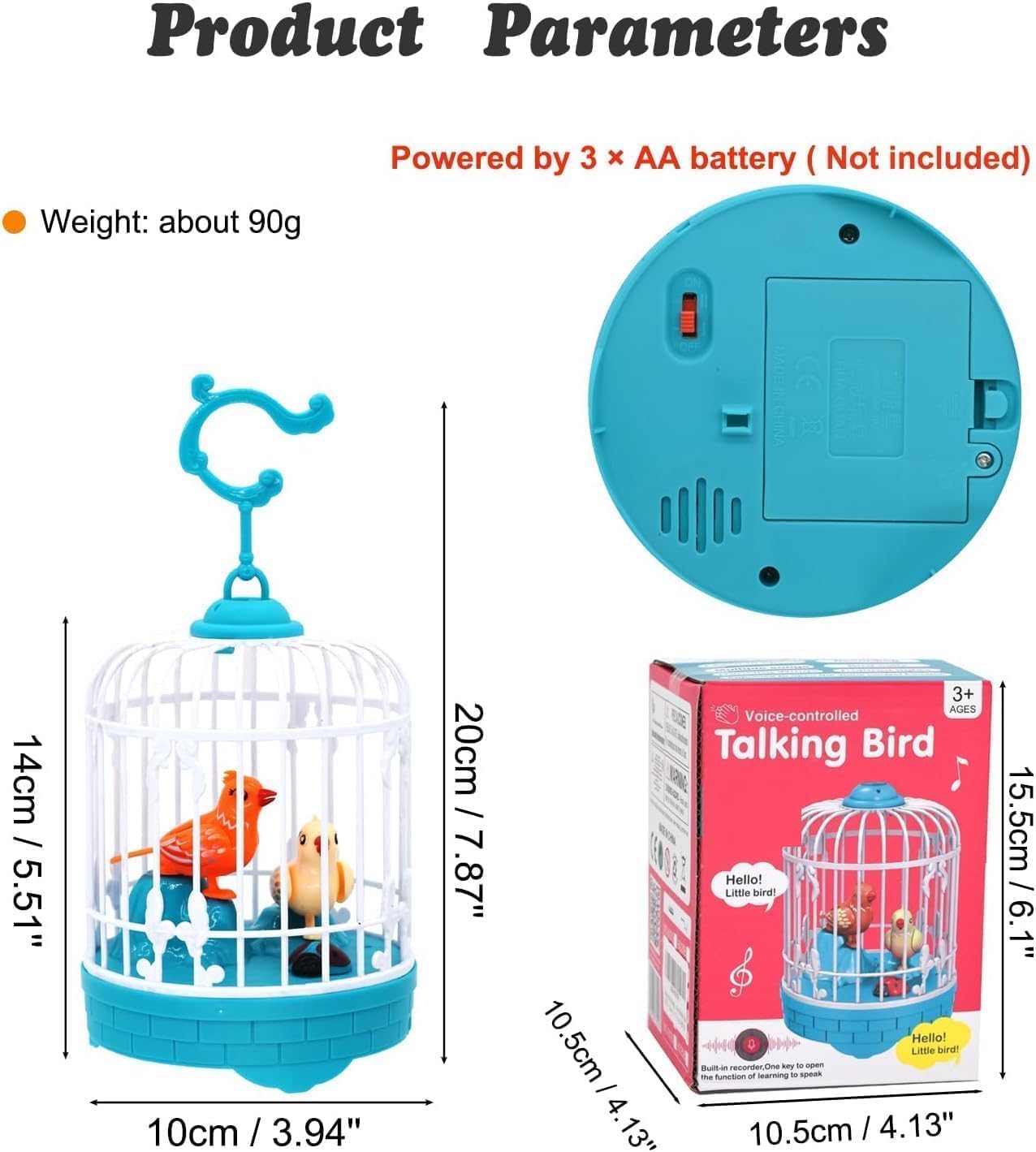 Talking Bird Toy for Kids | Interactive Toy & Repeat What You Said | Singing & Chirping in The Birdcage | Gifts for Babies, Kids & Children